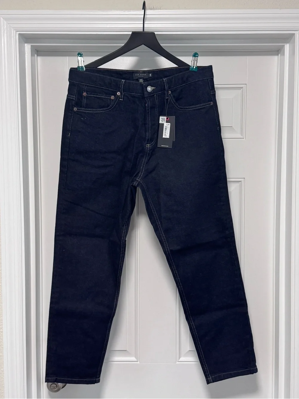 NWT Ted Baker London Dyllon Tapered Fit Stretch Jeans Dark Blue Mens Size 34R